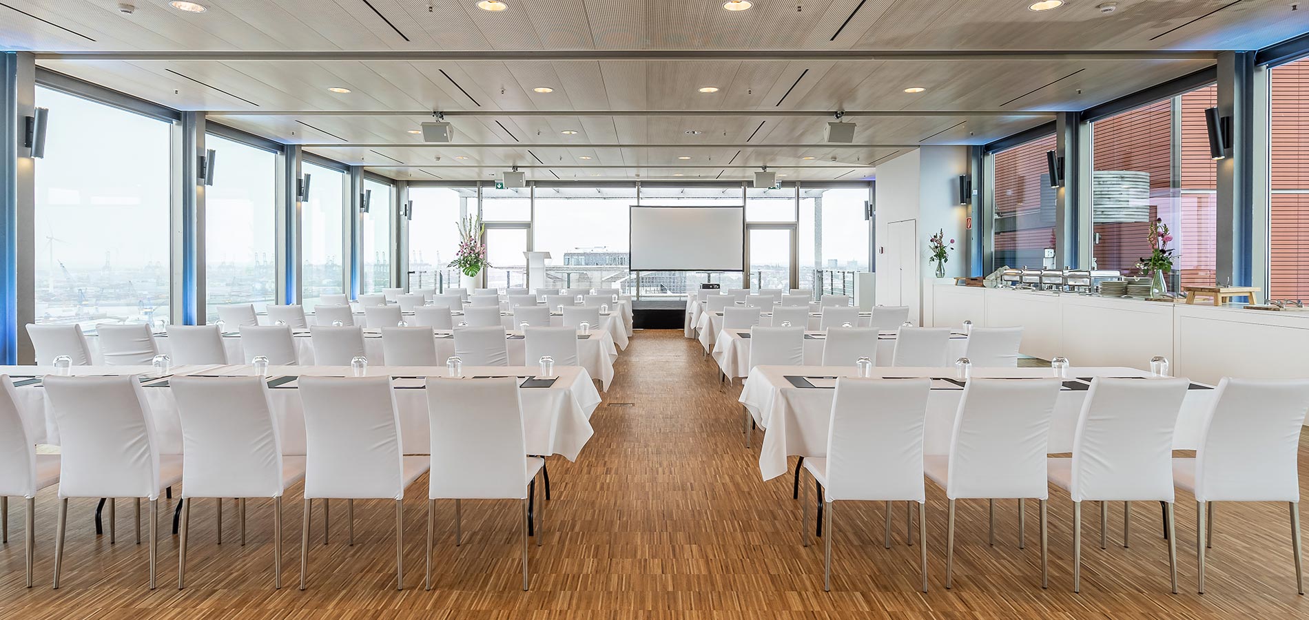 Eventlocation in Hamburg von NORD EVENT - Penthouse Elb-Panorama - Tagung - Stuhlreihen - Tag