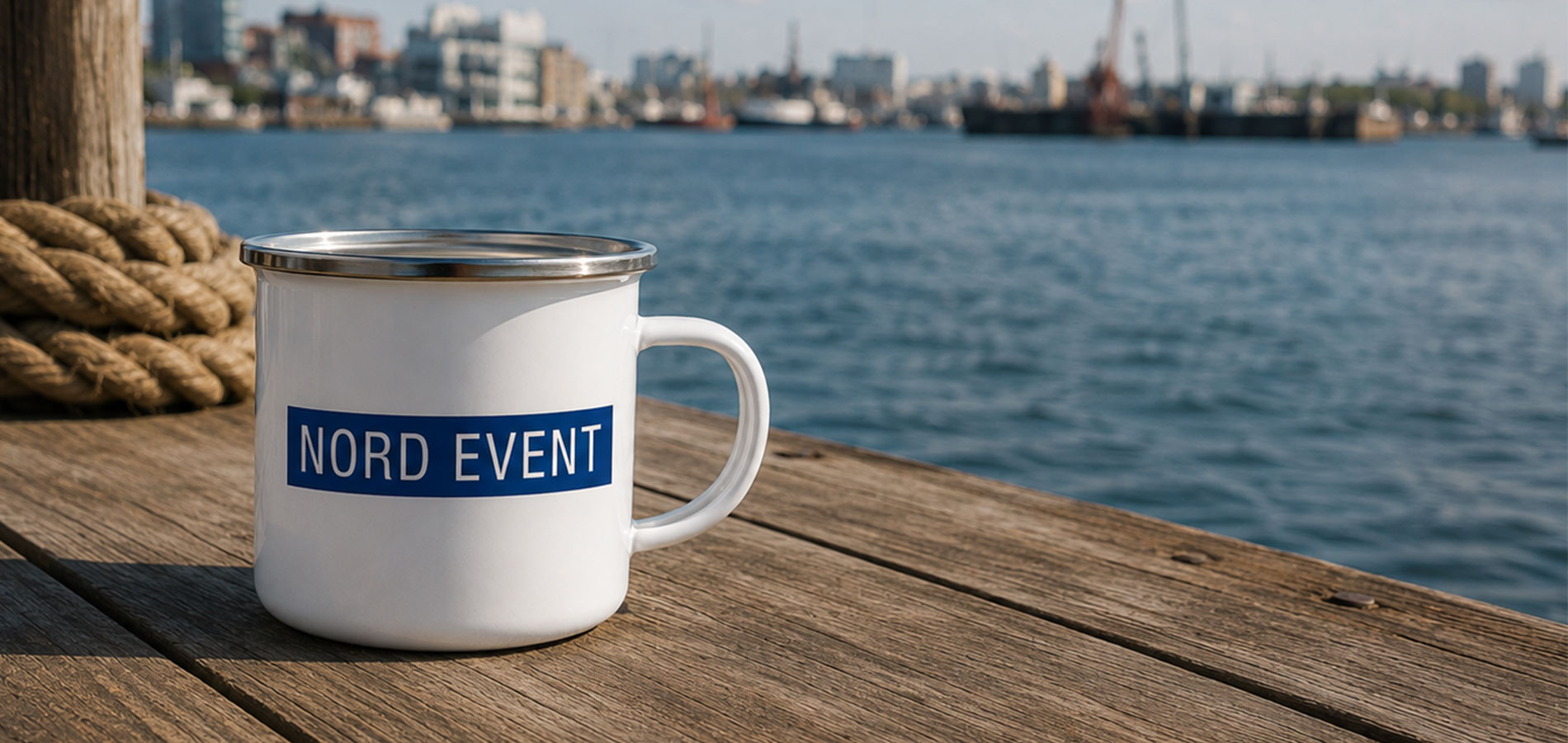 Full Service Eventagentur in Hamburg - NORD EVENT - Merchandise - Emaillenbecher mit Branding